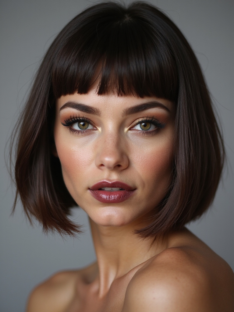 a line bob with bangs