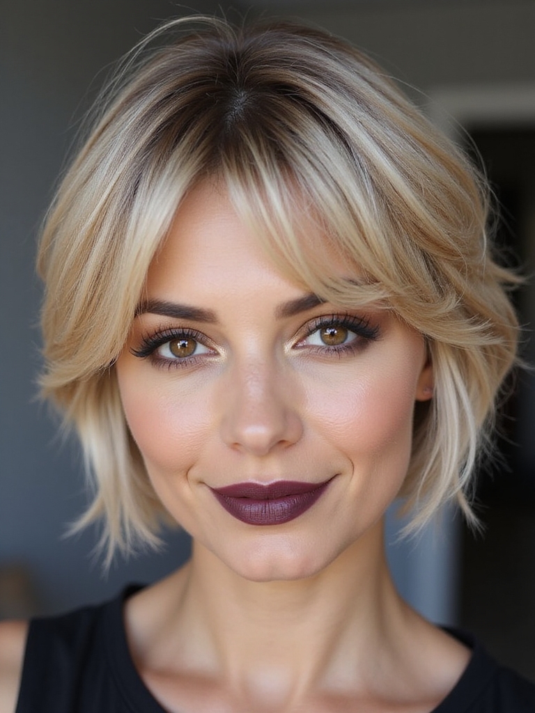 airy feathered textured short bob