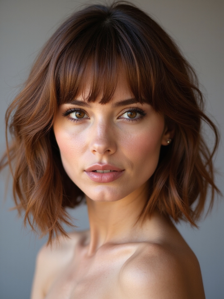 airy french bob with bangs