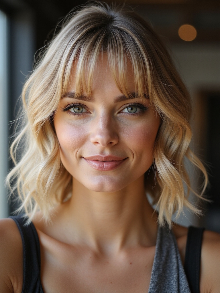airy layered shag with bangs