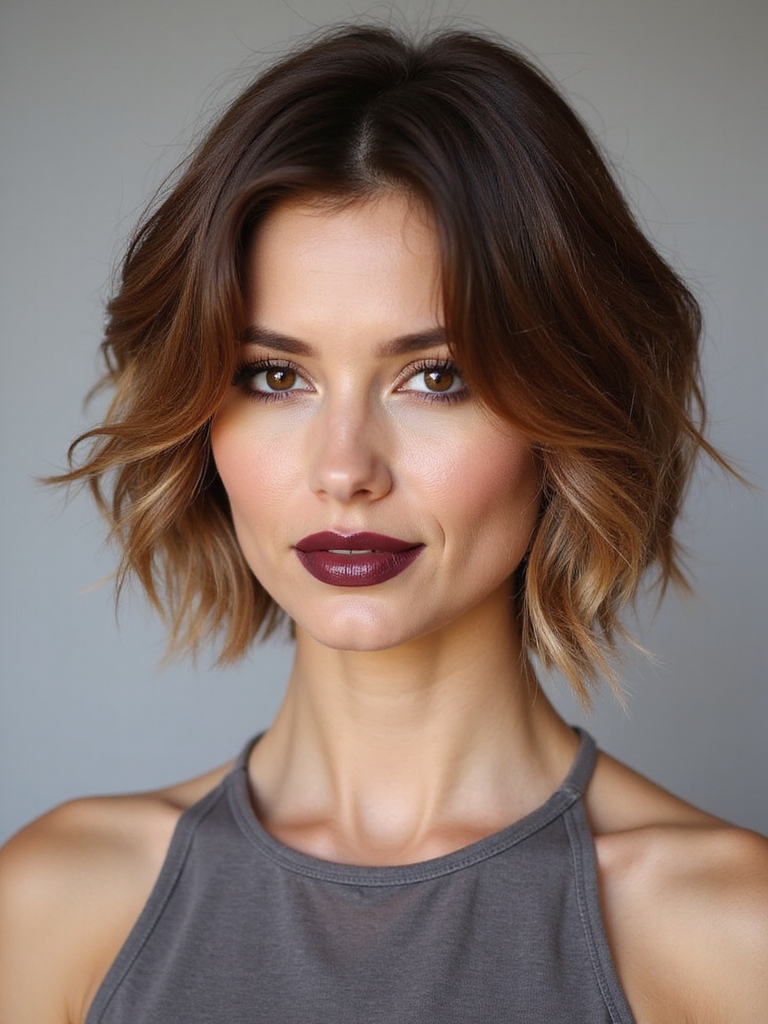angled asymmetric face framing bobs