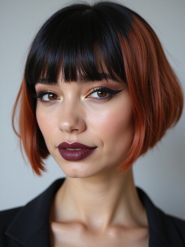 angled bob with contrast