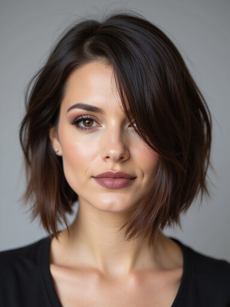 angled face framing textured bob