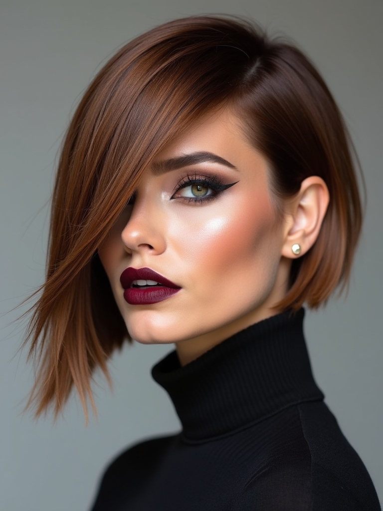 angled polished face framing bob