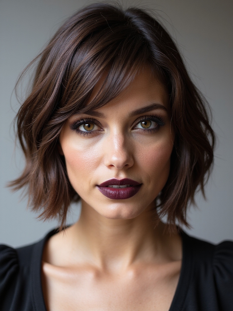 angled textured asymmetrical bob