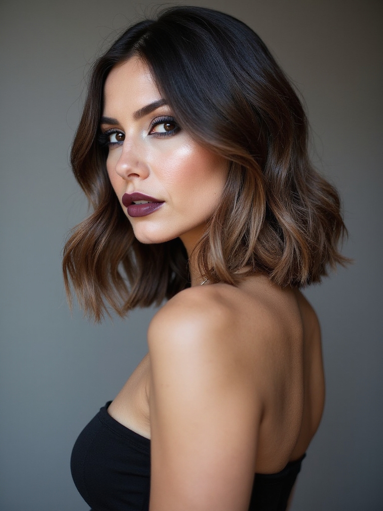 ash brunette smoky silvery ombr