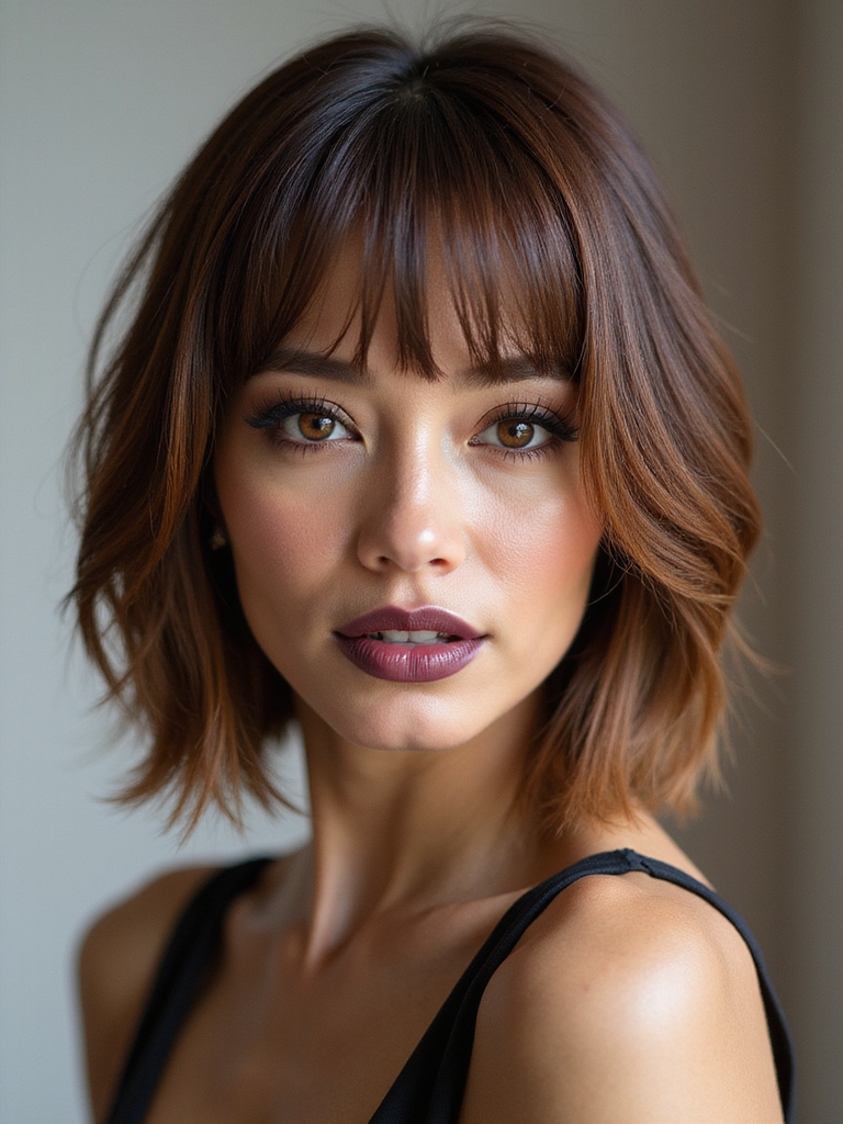 asymmetrical angled bob styling