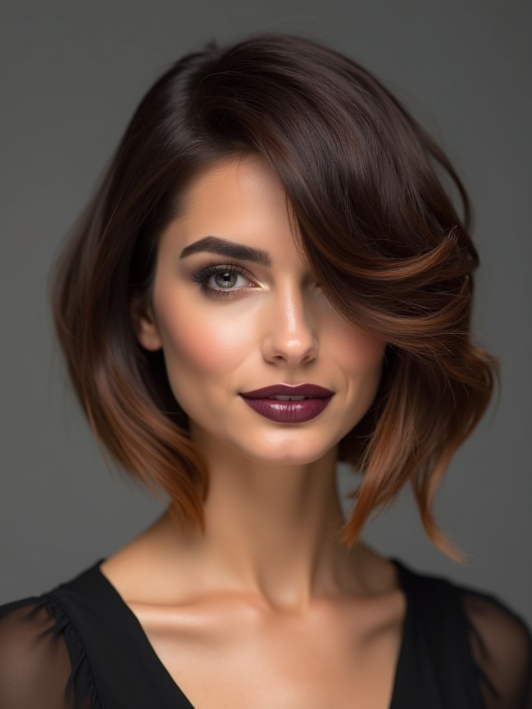 asymmetrical angled face slimming bob