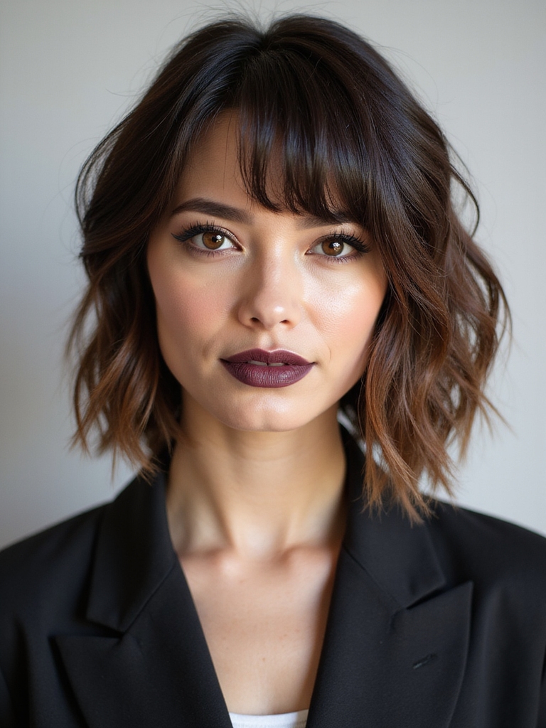 asymmetrical bob with fringe