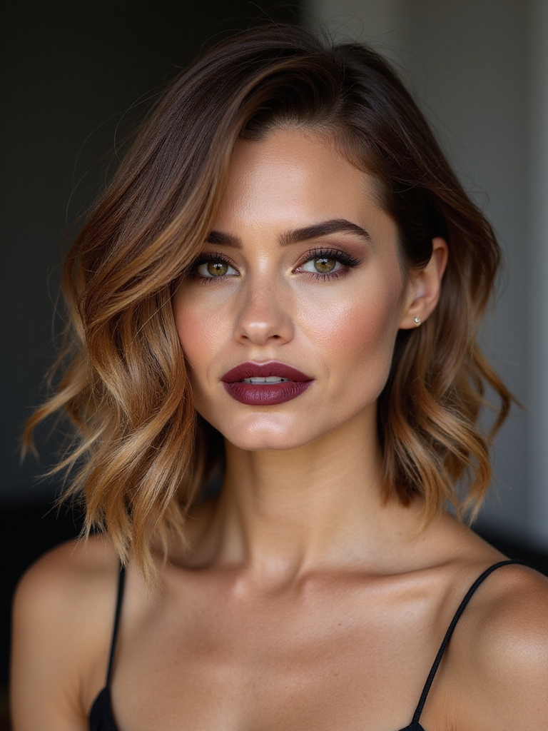 asymmetrical bob with tendrils