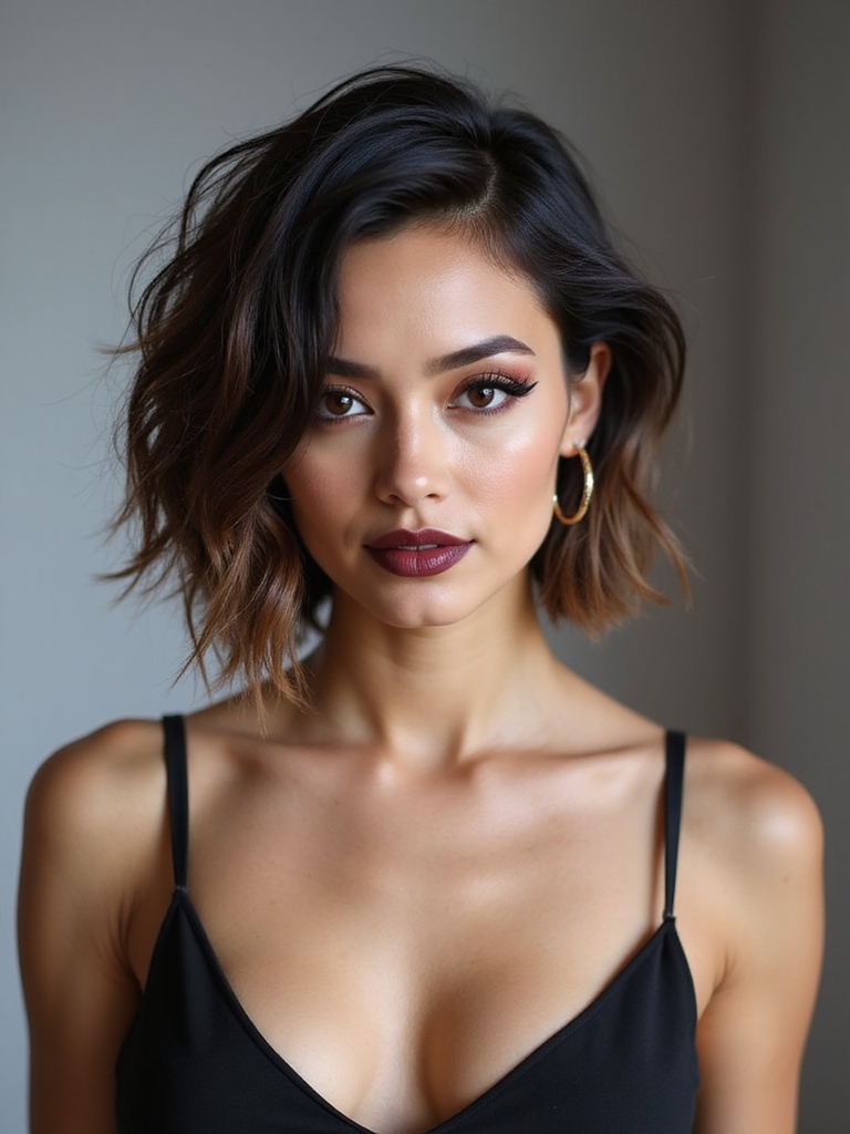 asymmetrical edgy textured bob