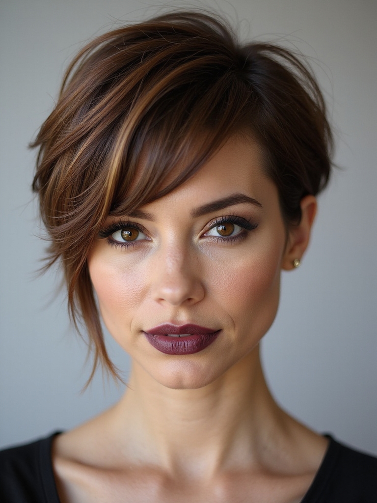 asymmetrical eye framing textured bangs