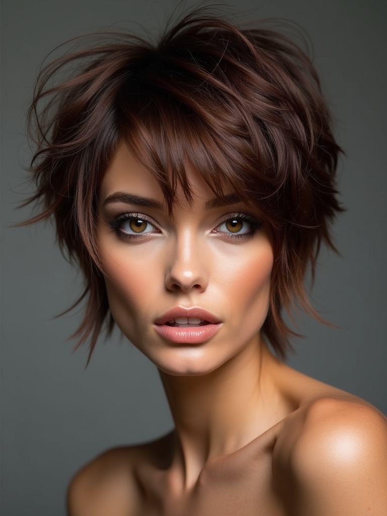 asymmetrical feathered pixie fringe