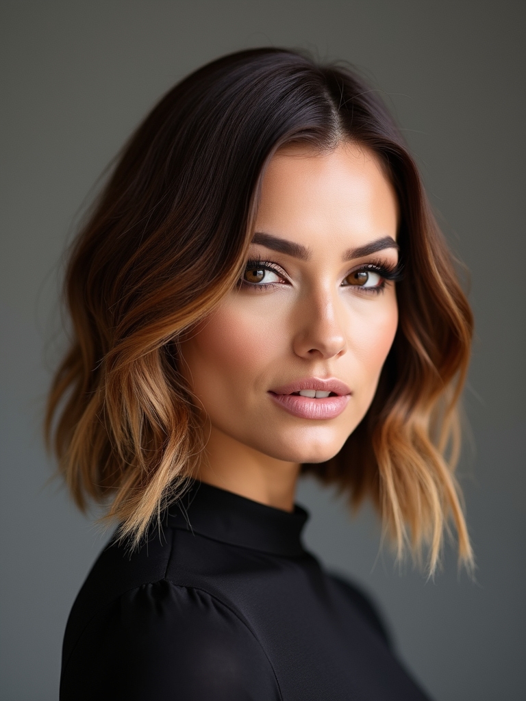 asymmetrical intimate side swept bob