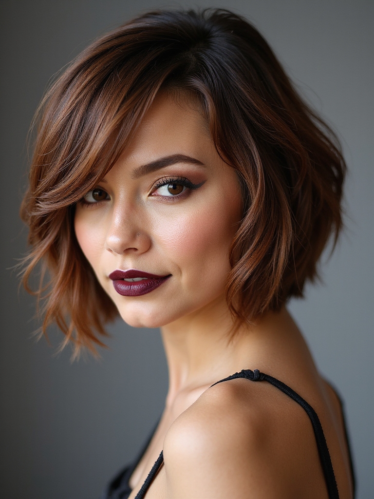asymmetrical jaw skimming stacked bob