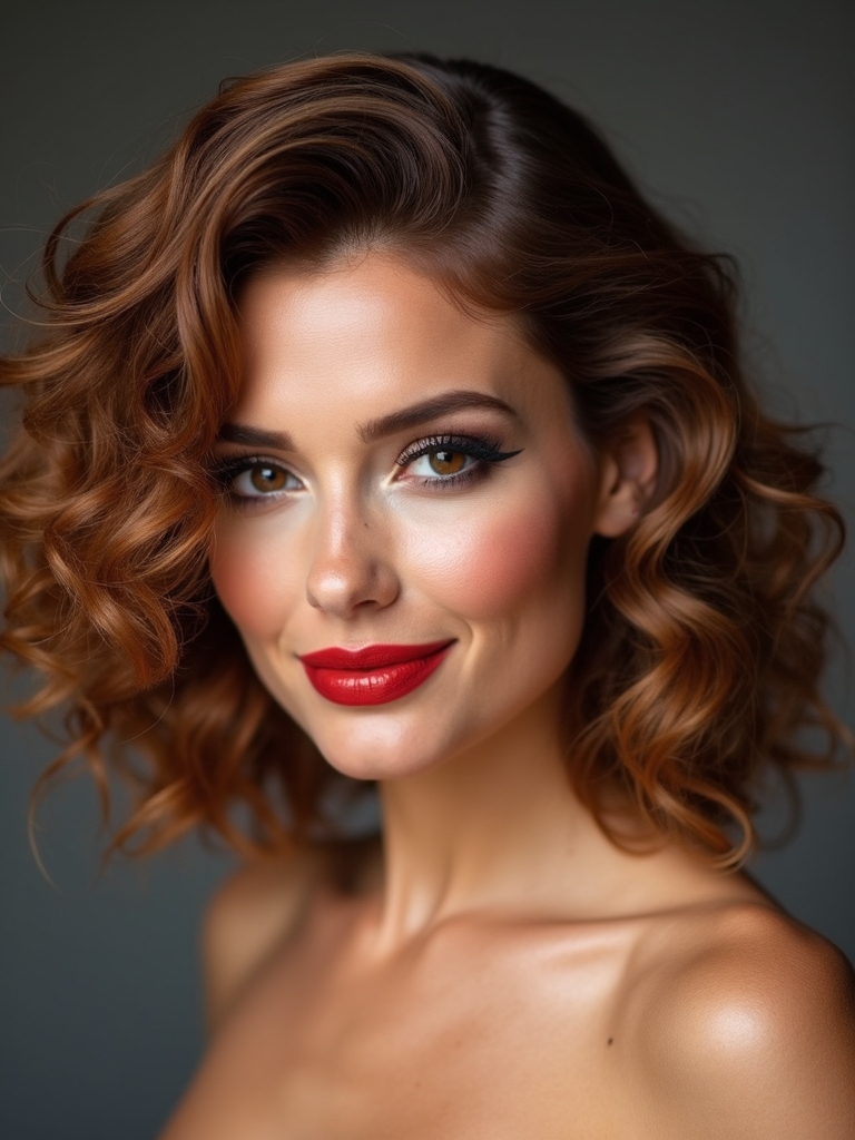 asymmetrical lifted face framing curls