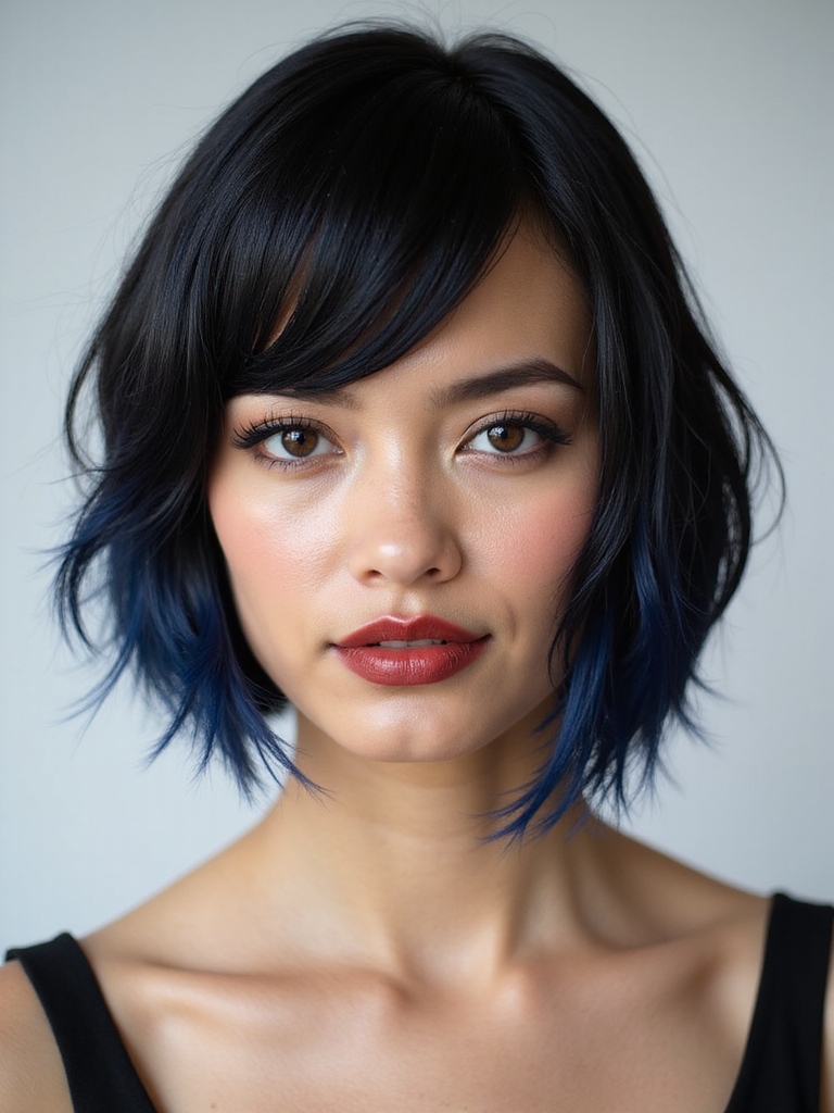 asymmetrical sculpted textured bob