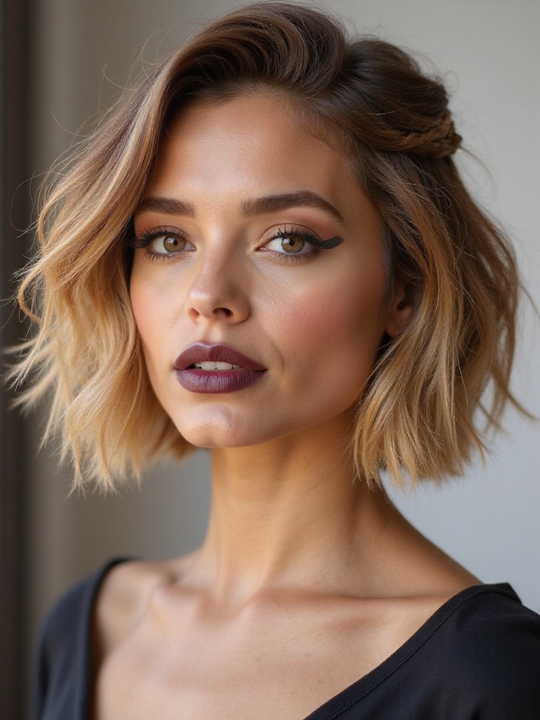 asymmetrical side braid with waves