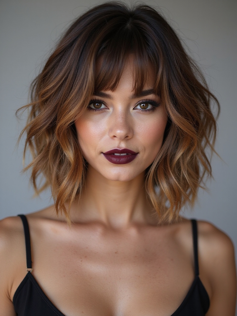 asymmetrical textured bob styling