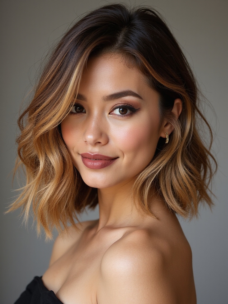 asymmetrical tousled choppy bob