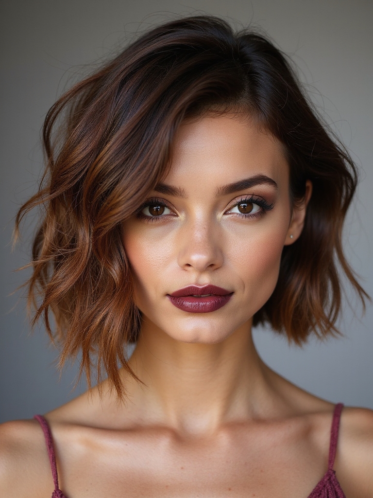 asymmetrical tousled medium bob