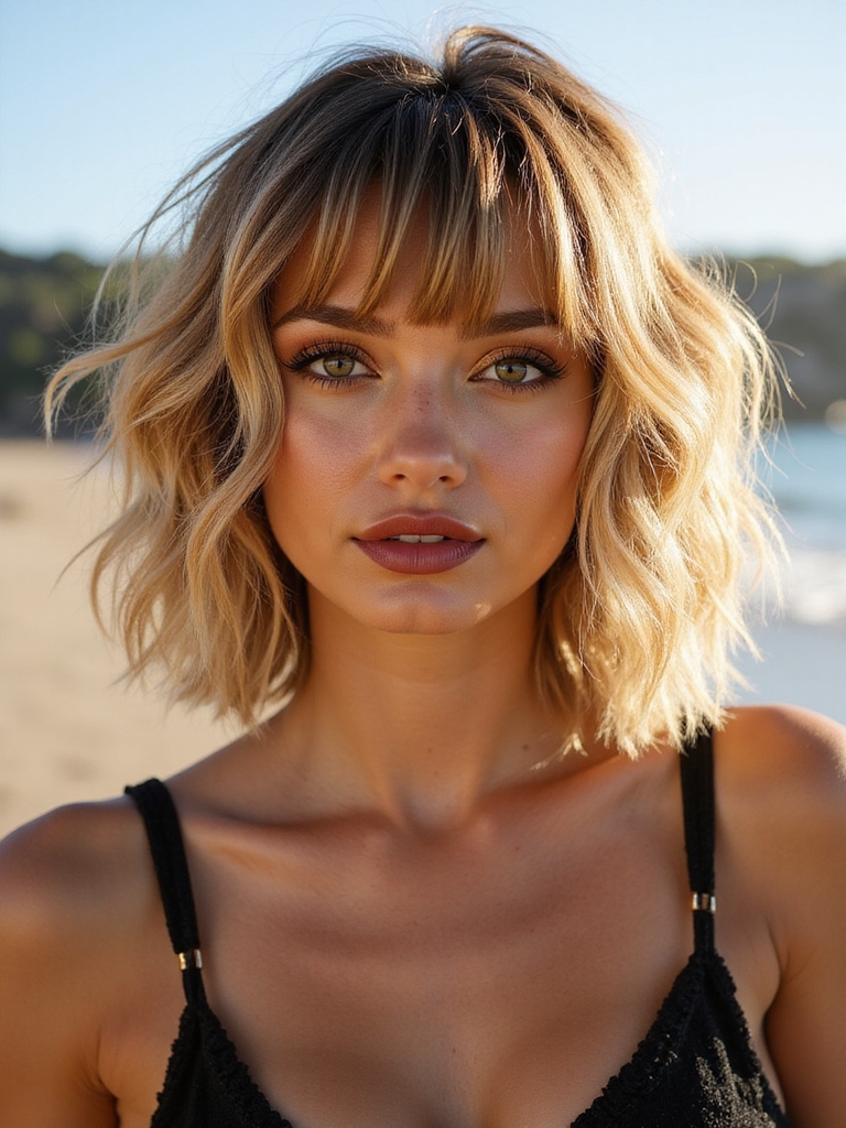 beachy tousled medium shag