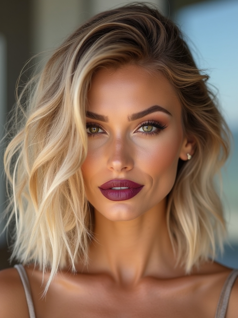 beachy tousled side swept bob