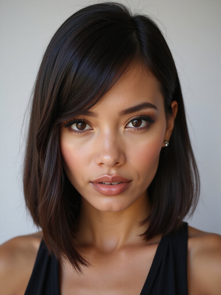 blunt asymmetrical sleek bob