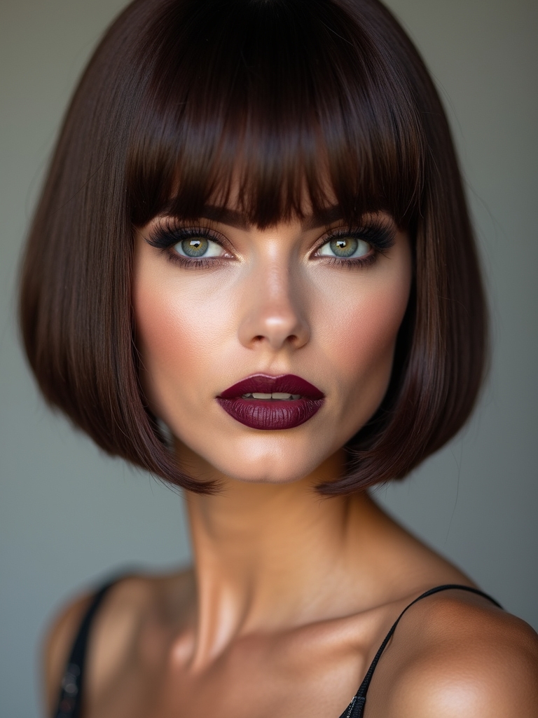 blunt baby bangs bob