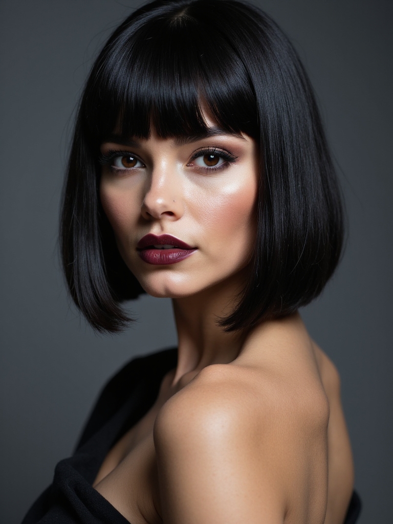 blunt french bob micro bangs