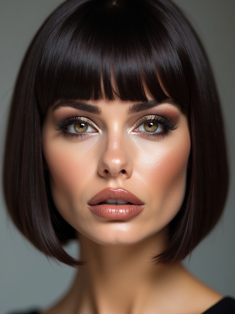 blunt glossy jawline bob