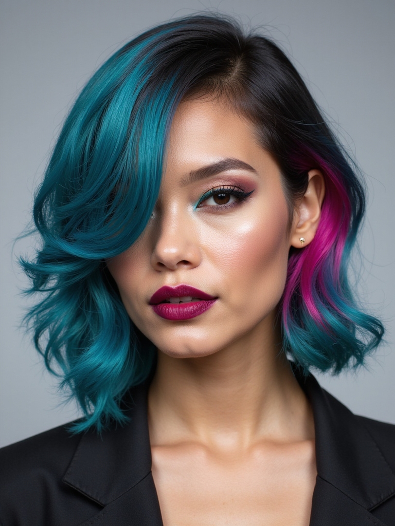 bold deep part colored bob