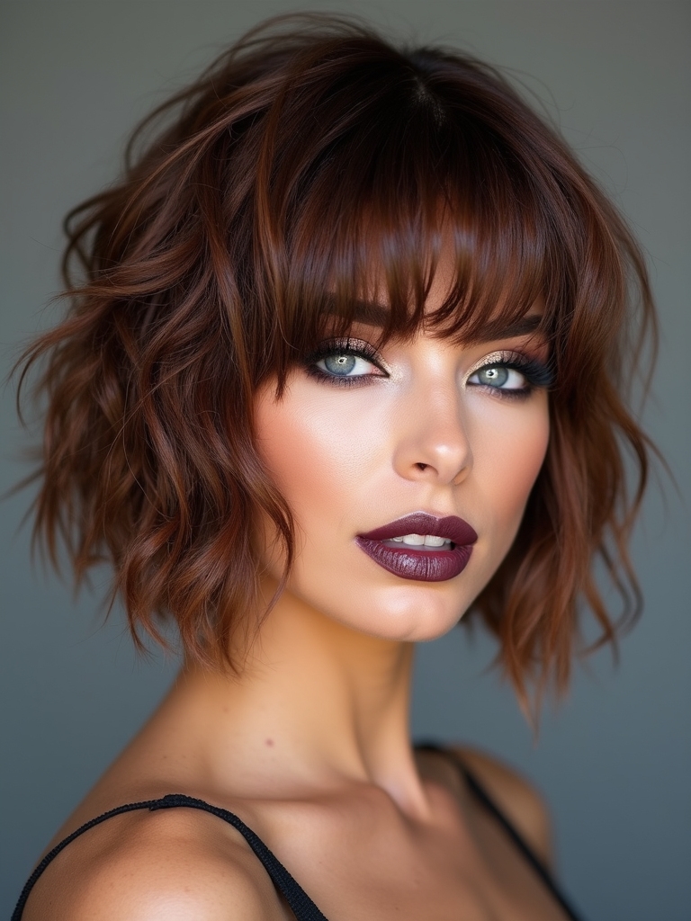 bold textured bob with bangs