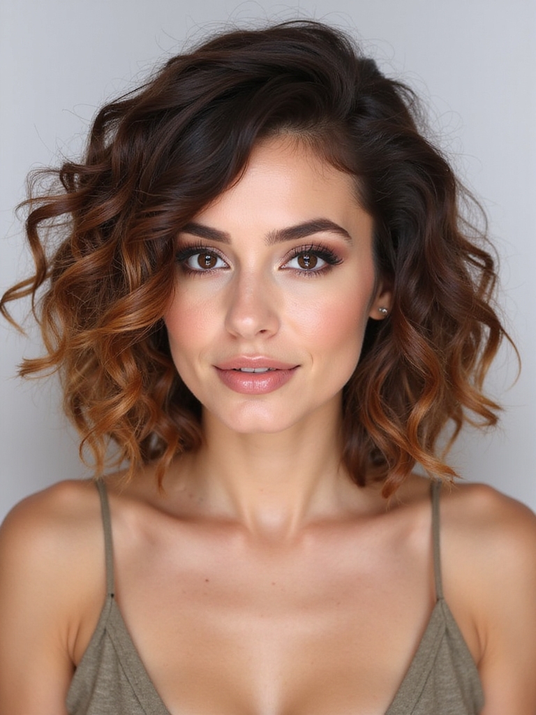bouncy asymmetrical curly bob