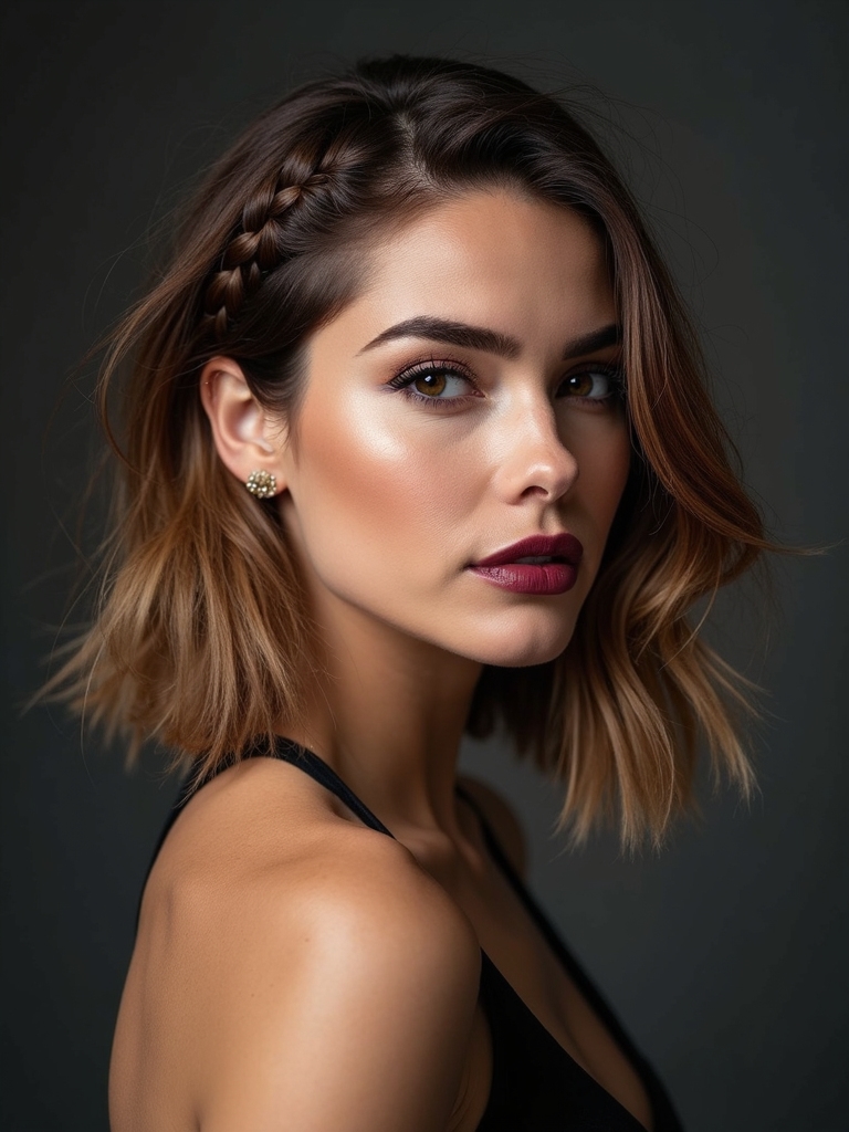 braided accented long bob pixie