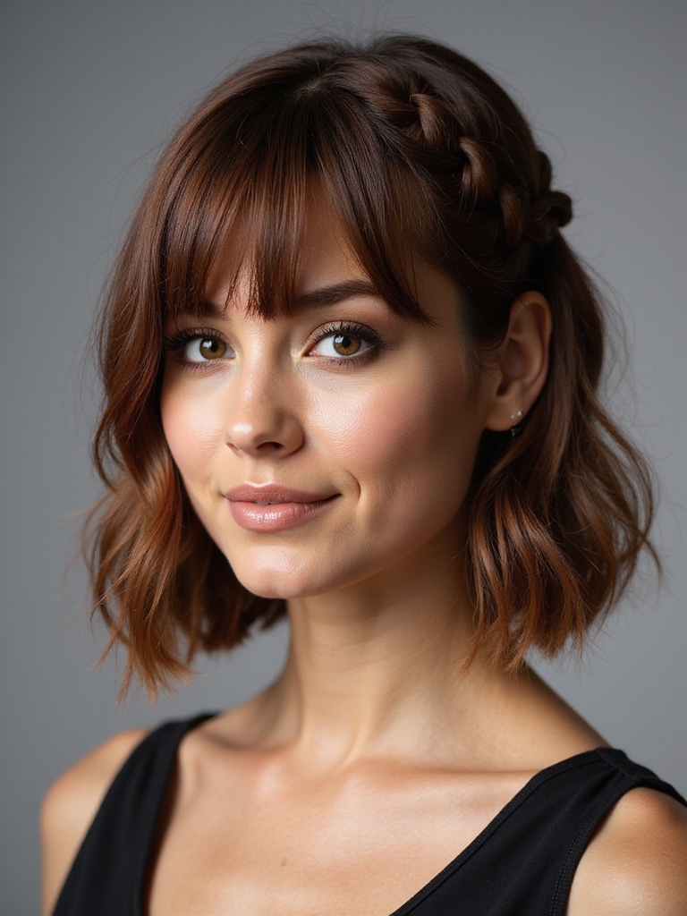 braided bangs framing forehead styles