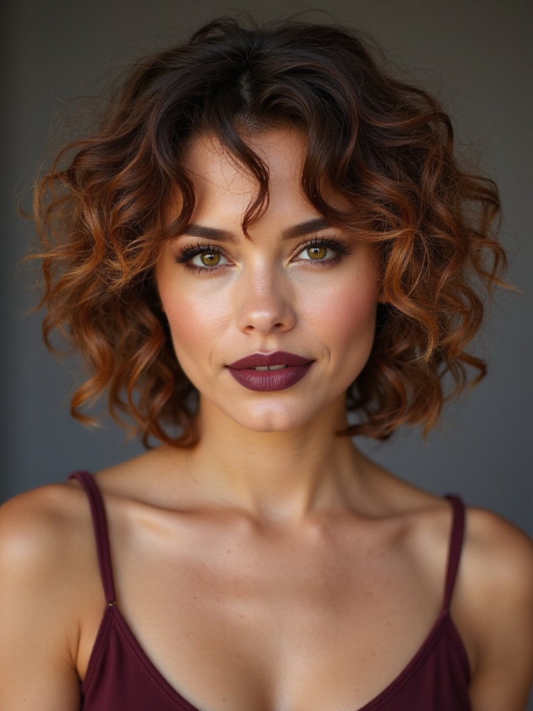 breathy lightweight layered curly fringe