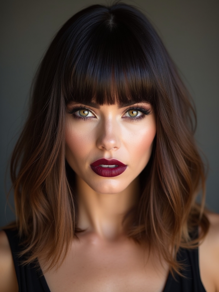 breezy layered curtain bang bob