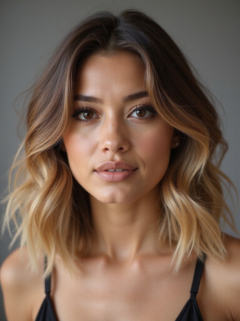 brunette bob with blonde tips