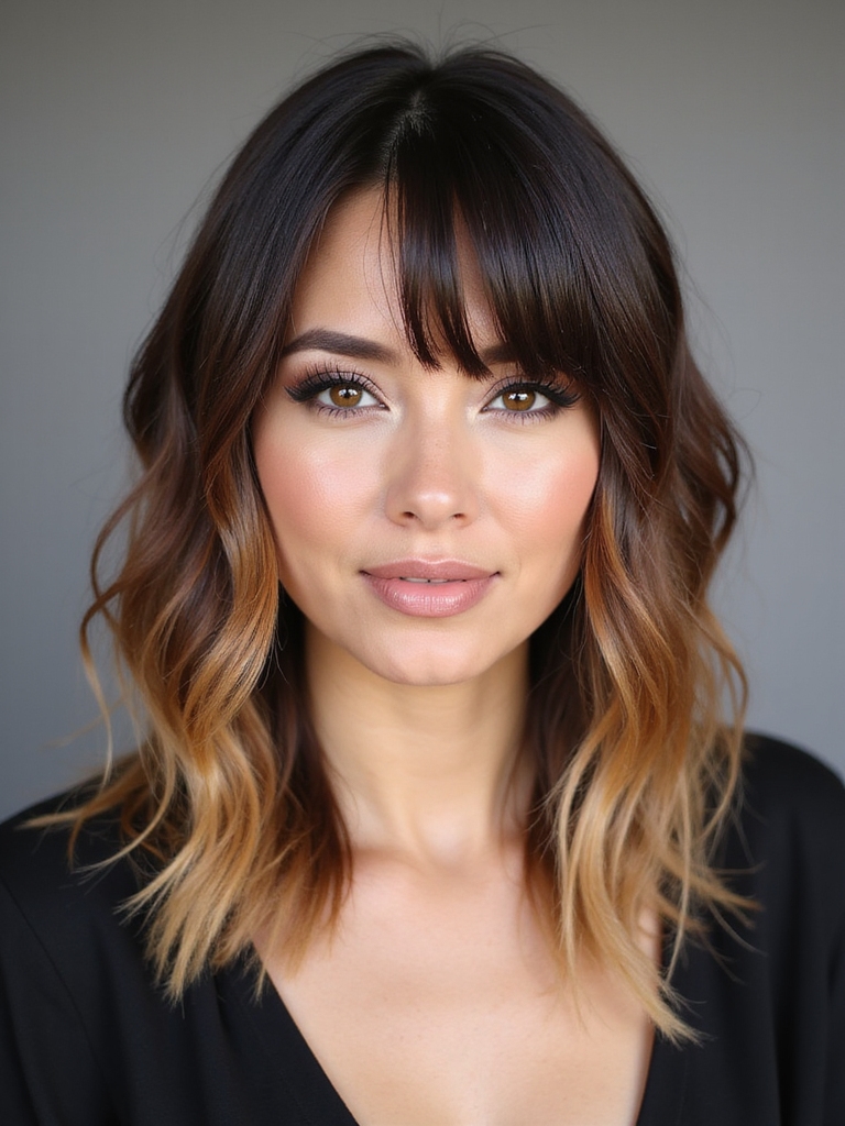 brunette to caramel ombre bob