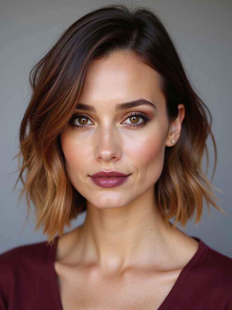 chestnut to golden soft ombre