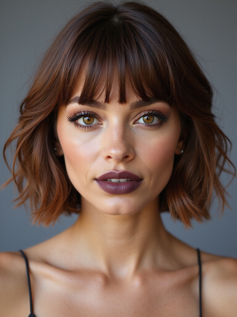 chic medium bob with bangs