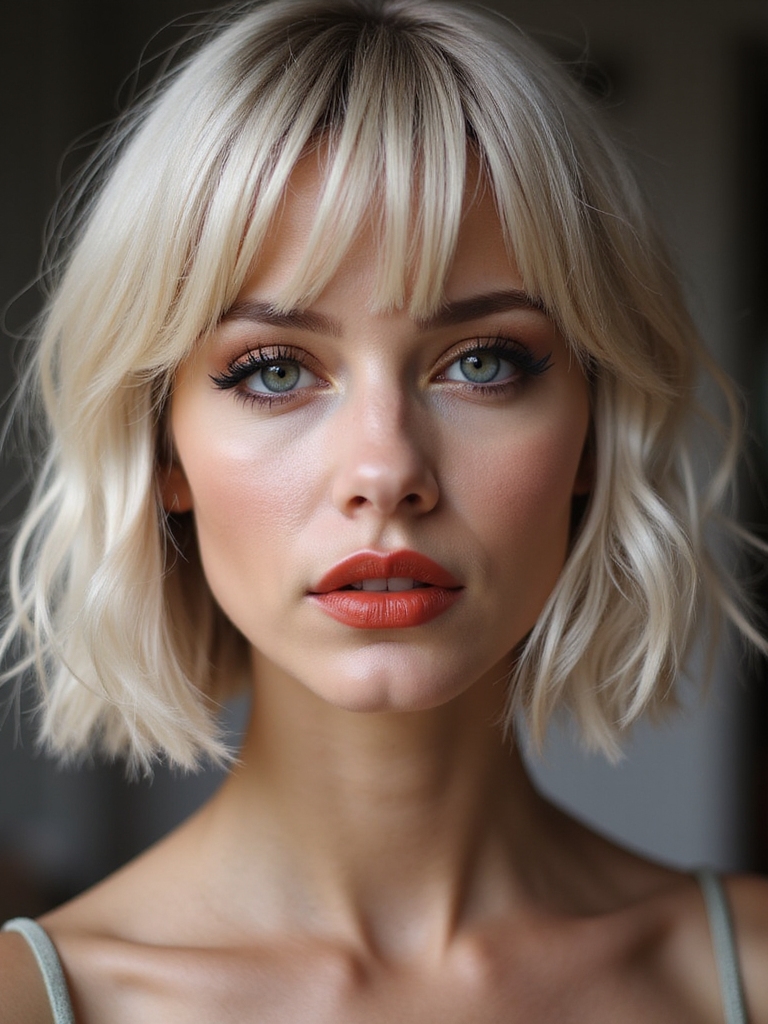 chic short bob curtain bangs