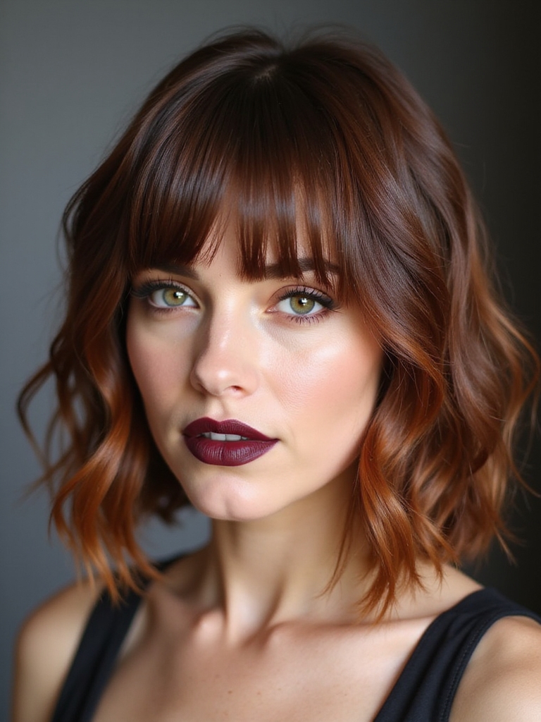 chin length bob with curtain bangs