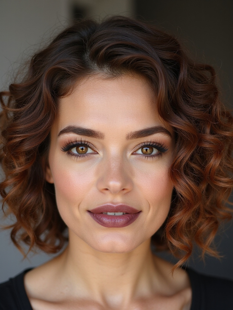 chin length curly bob silhouette