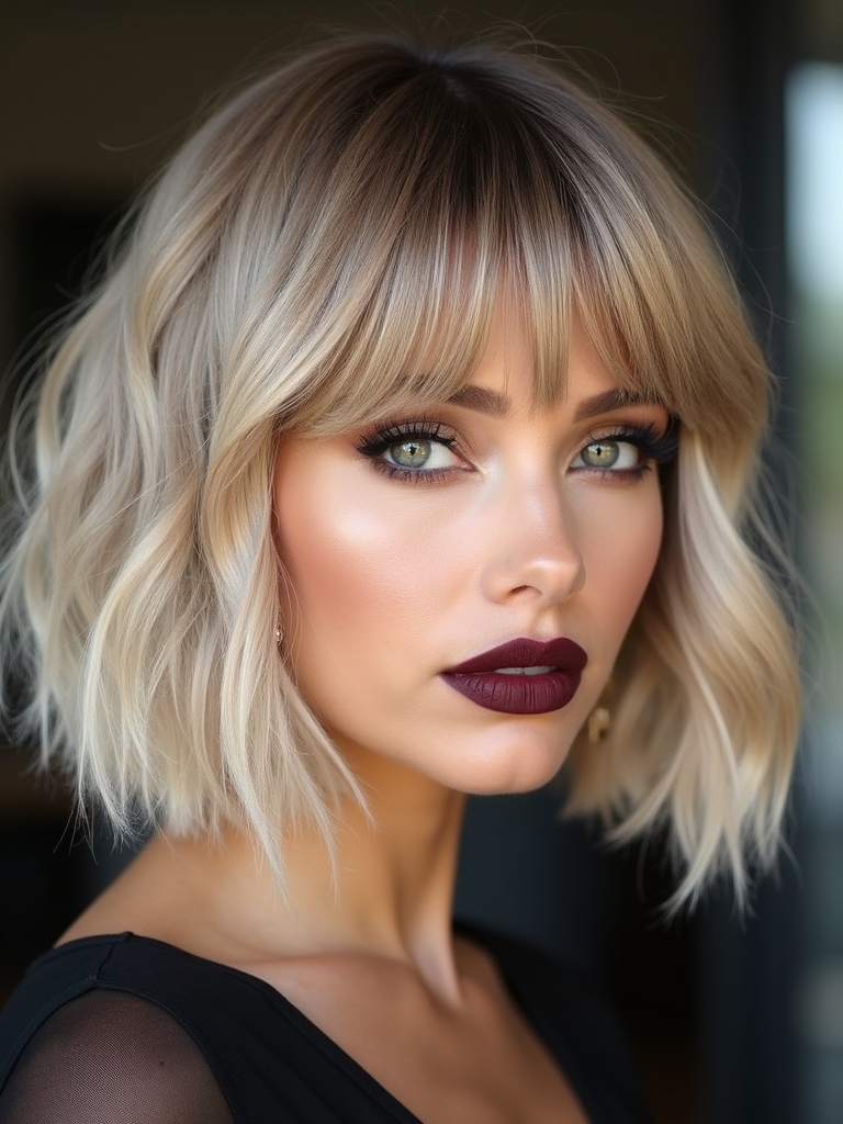 chin length french bob with bangs