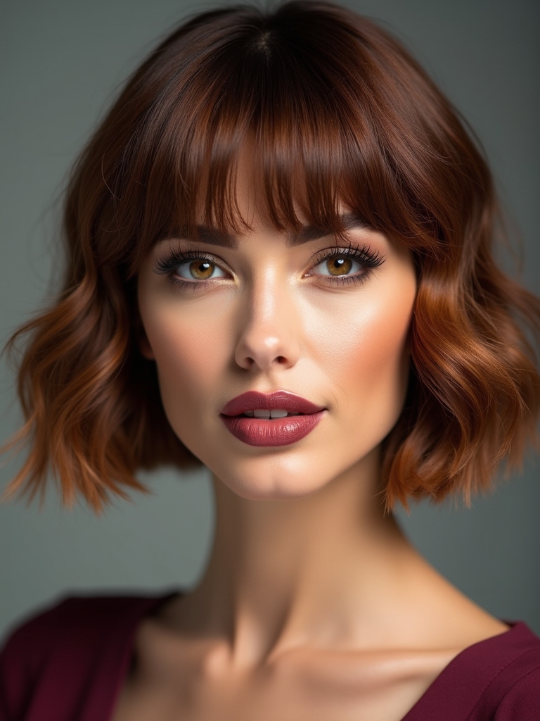 chin length layered curtain bangs