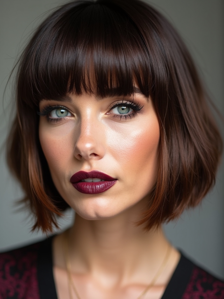chin length retro bob with bangs
