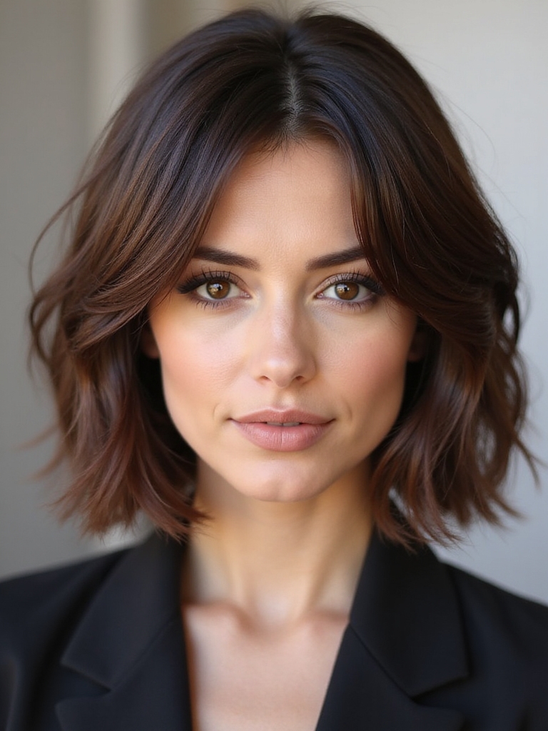 chin length sleek layered bob