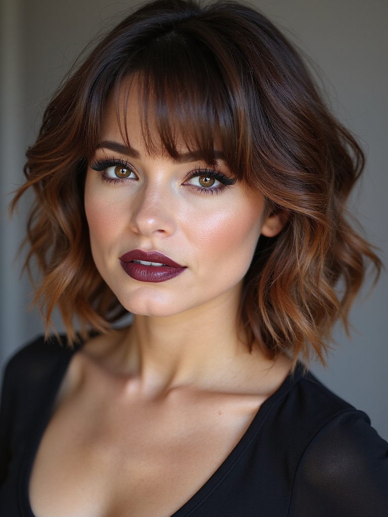 choppy textured chin length bob